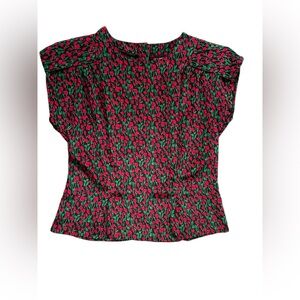Career Concepts By Colony Vintage Floral Print Red and Green Women's Top M